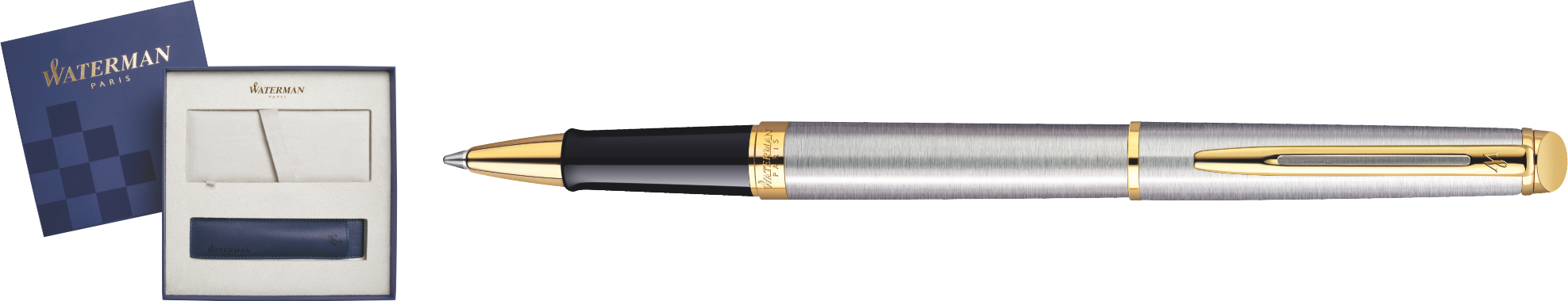 S0920350Cover Waterman Hemisphere Подарочный набор Ручка-роллер   Essential, Stainless Steel GT  с чехлом