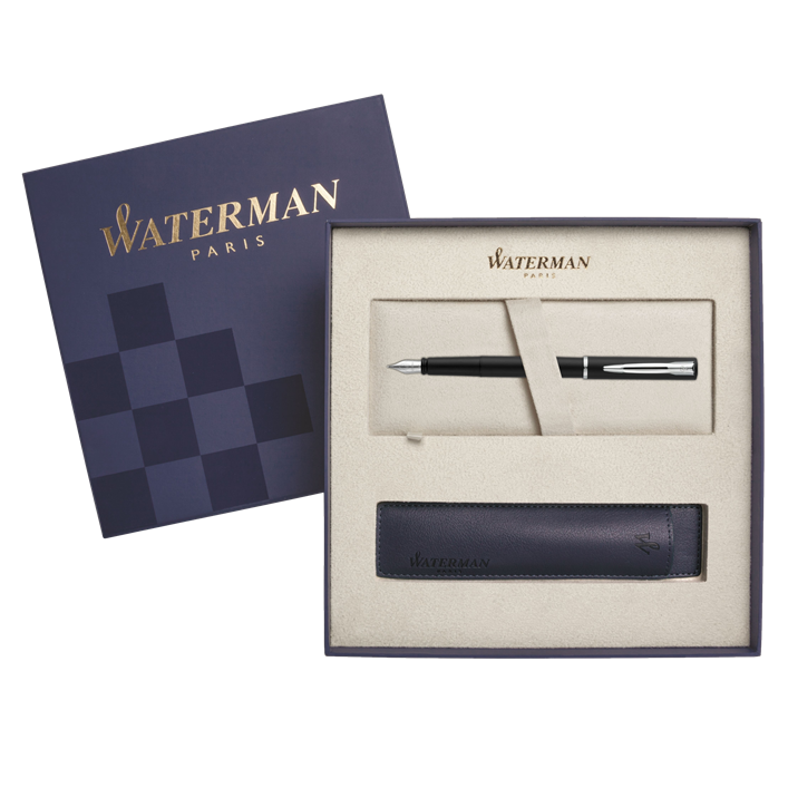 2068196cover3 Waterman Graduate Подарочный набор Перьевая ручка   ALLURE, цвет: черный, перо: F с чехлом 